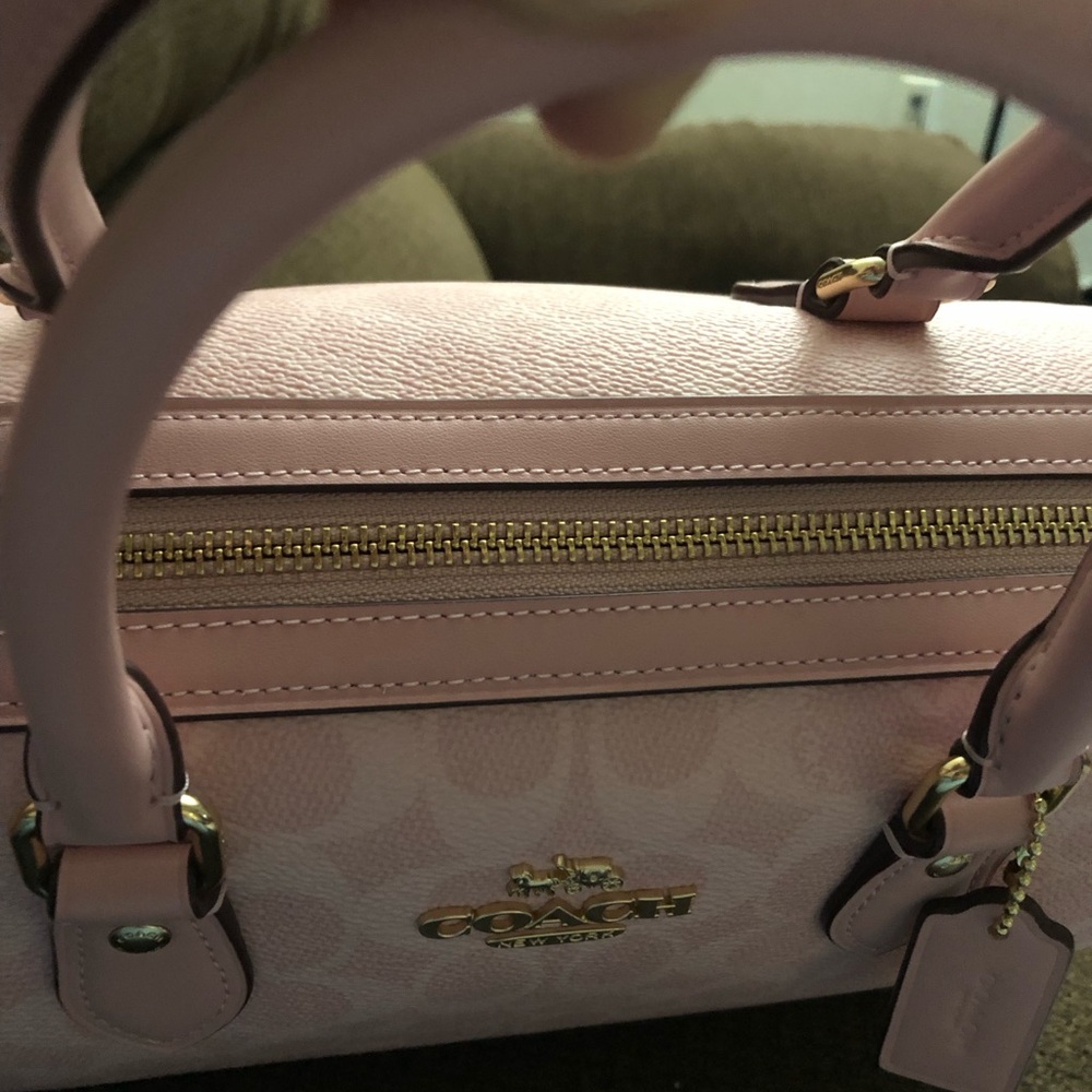 Coach Pink Signature Satchel with Glitter Cherry Charm - Picture 7 of 12